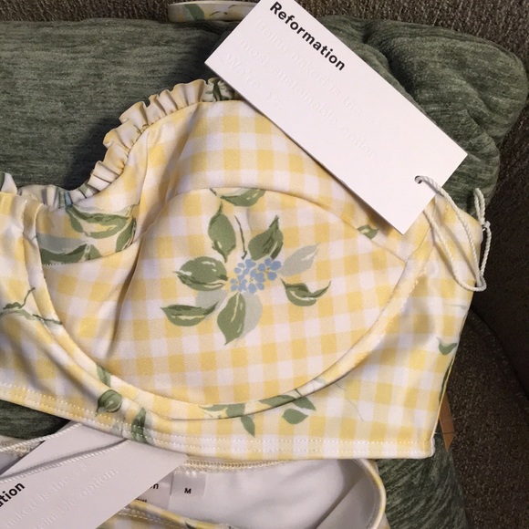 NWT Reformation Lemon Pomme Bustier Ruffle Bikini - Picture 5 of 10